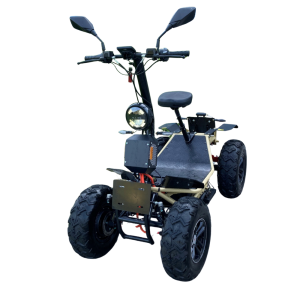 Vista frontale del quad elettrico RJ Tech Steinadler PRO4x4 Desert/Nero su sfondo bianco.